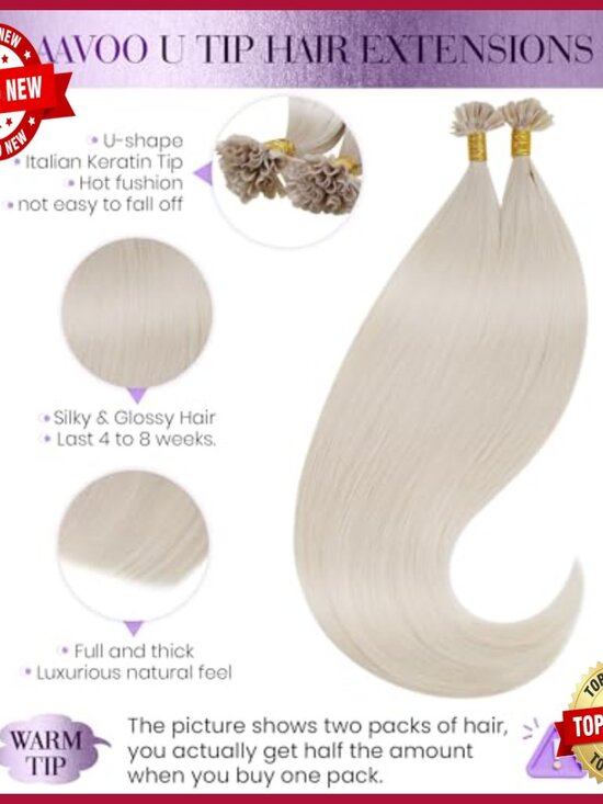24 Inch Human Hair Extensions 50g U Tip K Tip Heat Resistant main image 5